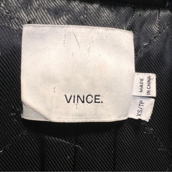 Vince Genuine Rabbit Fur Collar Lamb Leather Asymmetrical Wool Black Coat XS - Picture 14 of 16